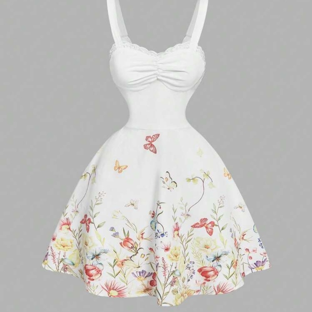Floral White Dress